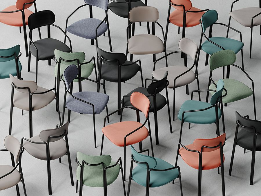 Стул Рор, round, велюр, черный/зеленый | Replace