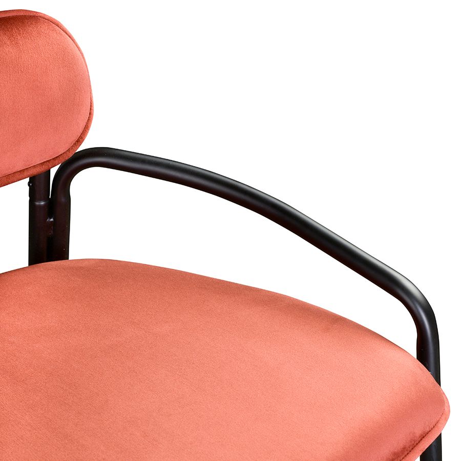 Стул барный Рор, round, велюр, черный/темно-красный | Replace