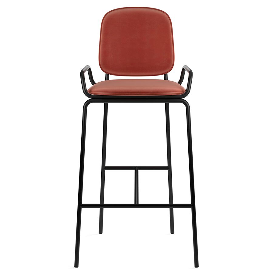 Стул барный Рор, 2 frame, велюр, черный/темно-красный | Replace