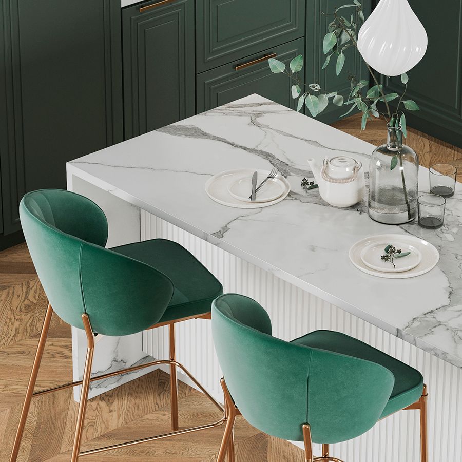 Стул барный Коралл, велюр, темно-зеленый | Replace