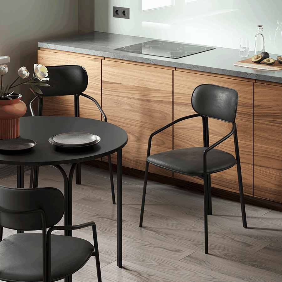 Стул Рор, round, велюр, черный/черный | Replace