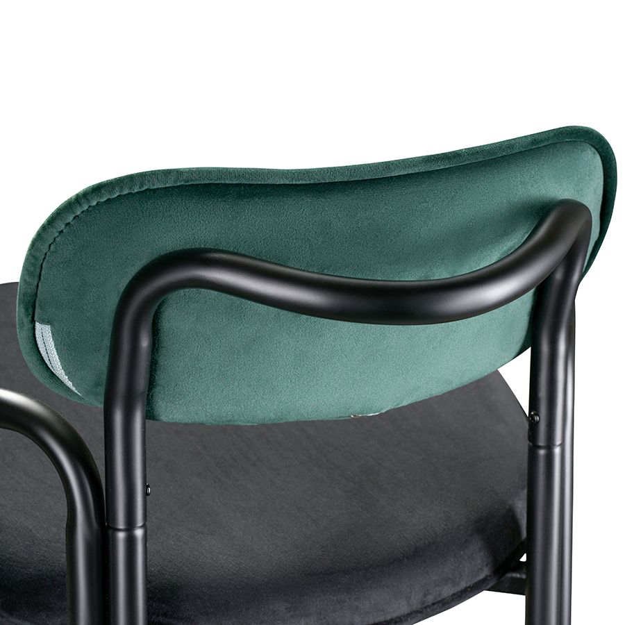 Стул полубарный Рор, round, велюр, черный/темно-зеленый/черный | Replace