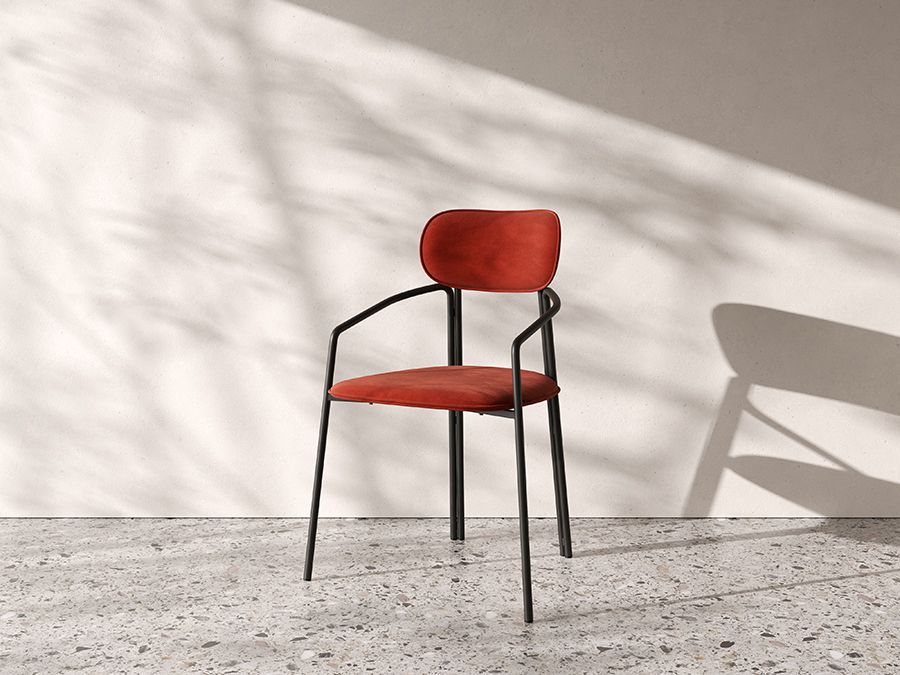 Стул Рор, round, велюр, черный/темно-красный | Replace