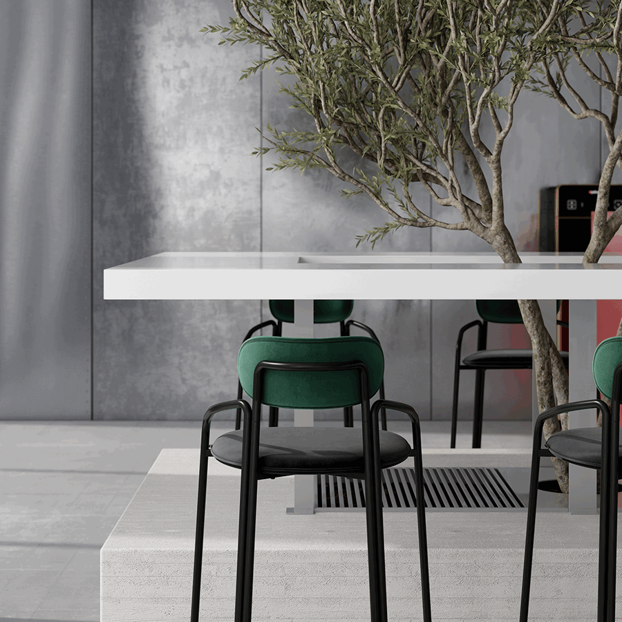 Стул барный Рор, round, велюр, черный/темно-зеленый/черный | Replace