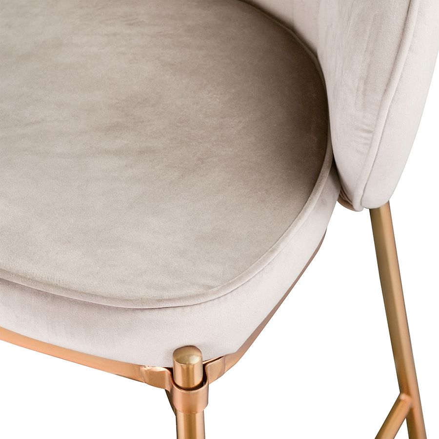 Стул полубарный Коралл, велюр, серо-бежевый | Replace
