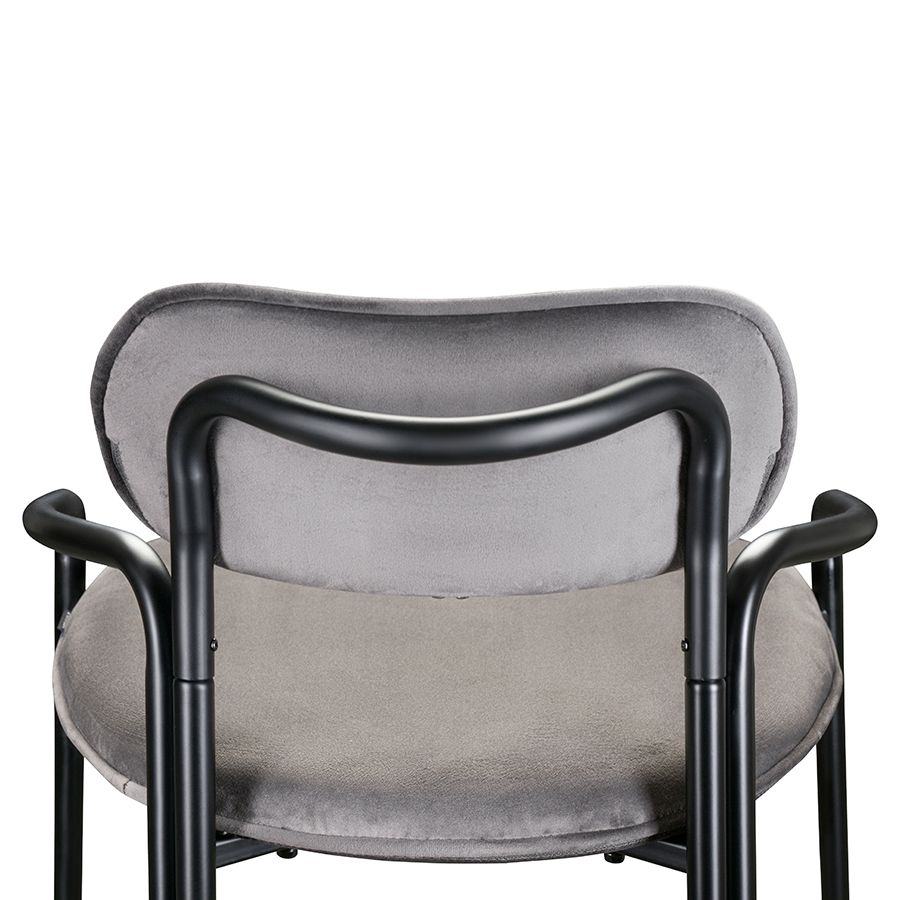 Стул полубарный Рор, round, велюр, черный/серый | Replace