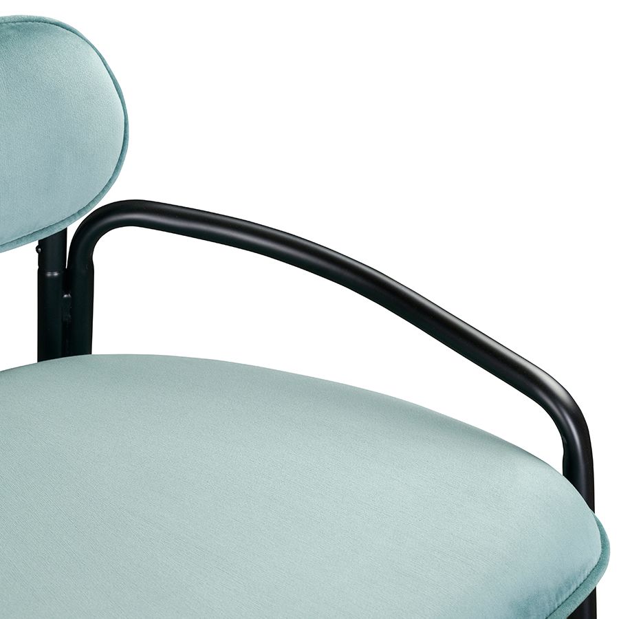 Стул барный Рор, round, велюр, черный/светло-бирюзовый | Replace