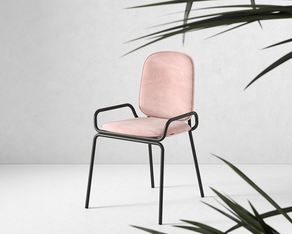 Стул Рор, double frame, велюр, черный/розовый | Replace