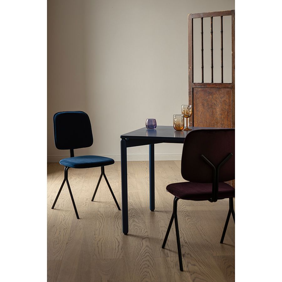 Стул Рор, y, велюр, черный/темно-голубой | Replace