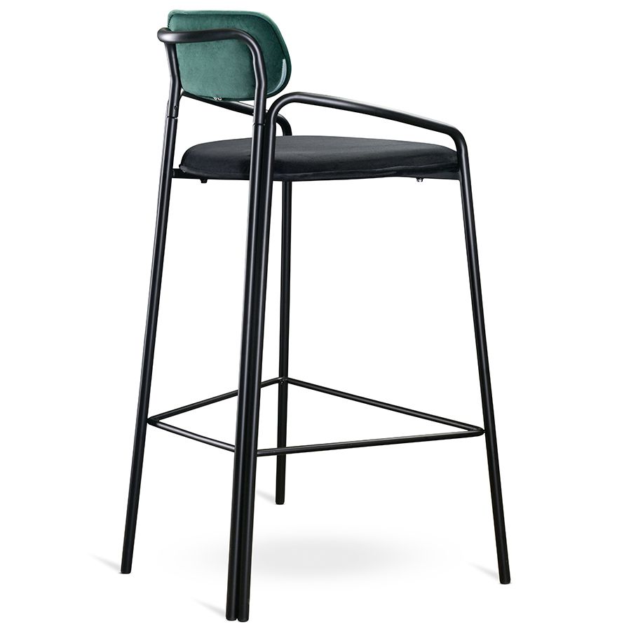 Стул барный Рор, round, велюр, черный/темно-зеленый/черный | Replace