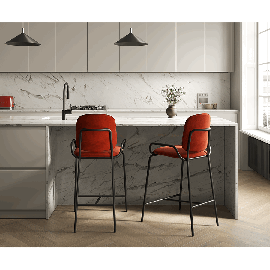 Стул полубарный Рор, 2 frame, велюр, черный/темно-красный | Replace