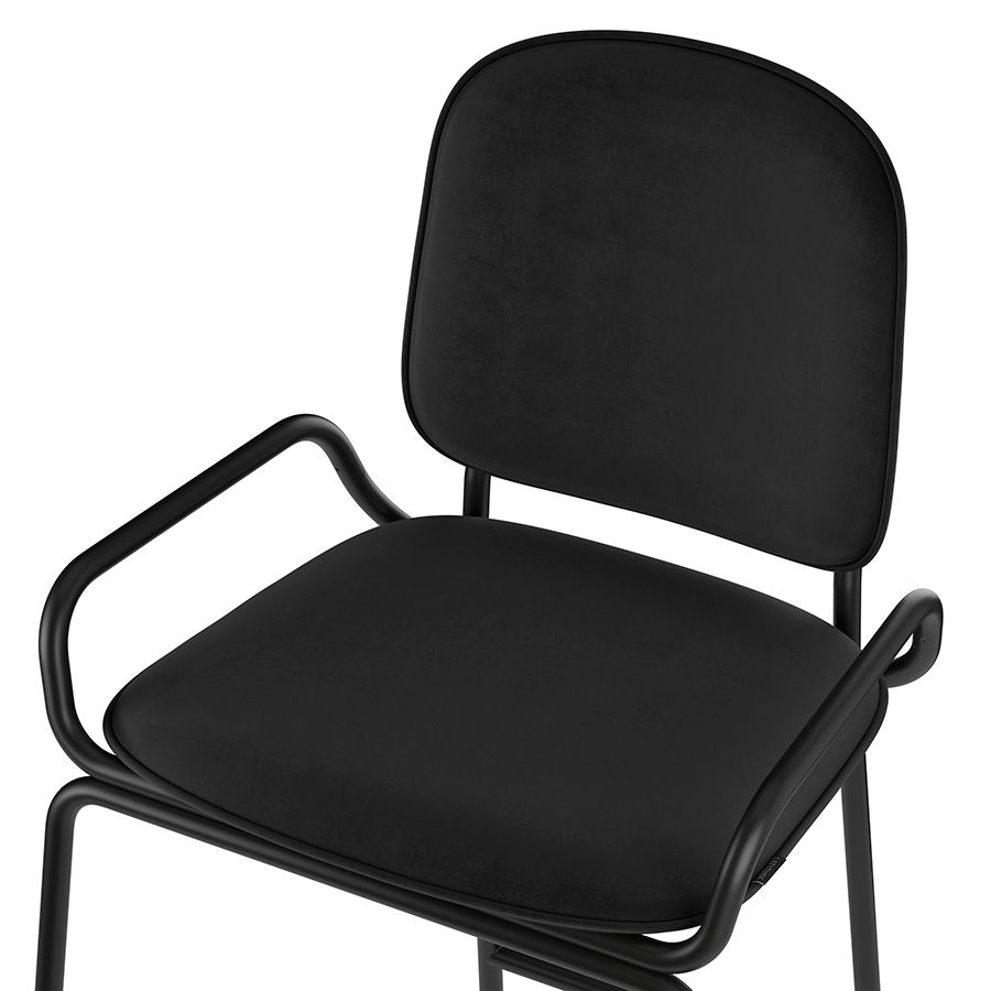 Стул полубарный Рор, 2 frame, велюр, черный/черный | Replace