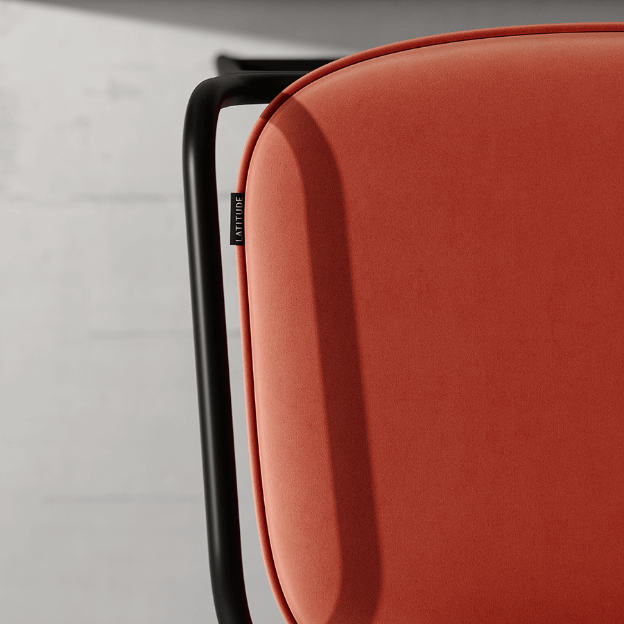 Стул барный Рор, round, велюр, черный/темно-красный | Replace