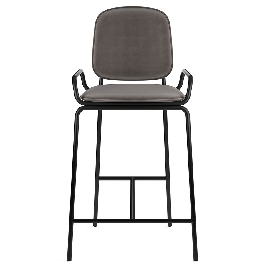 Стул полубарный Рор, 2 frame, велюр, черный/серый | Replace