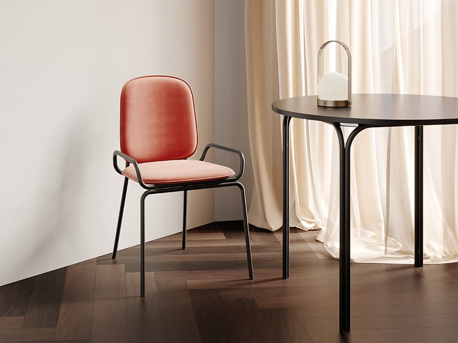 Стул Рор, double frame, велюр, черный/темно-красный | Replace