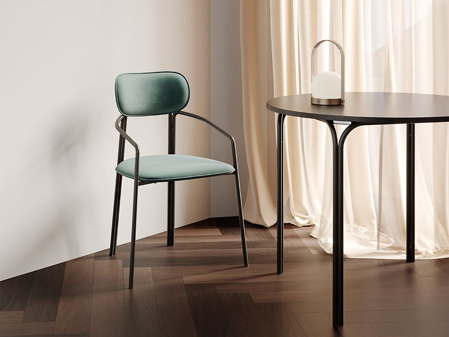 Стул Рор, round, велюр, черный/зеленый | Replace