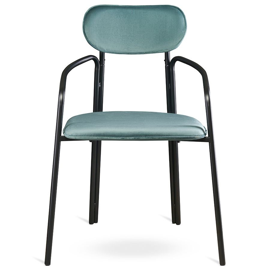 Стул Рор, round, велюр, черный/зеленый | Replace