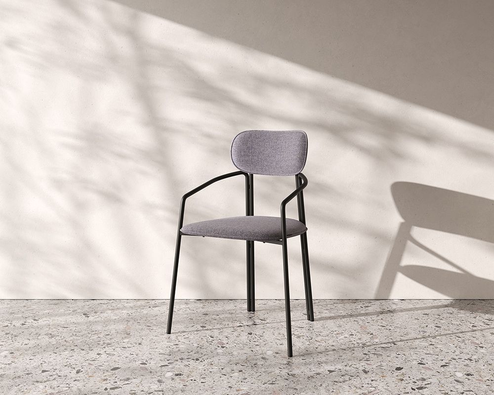 Стул Рор, round, рогожка, черный/серый | Replace