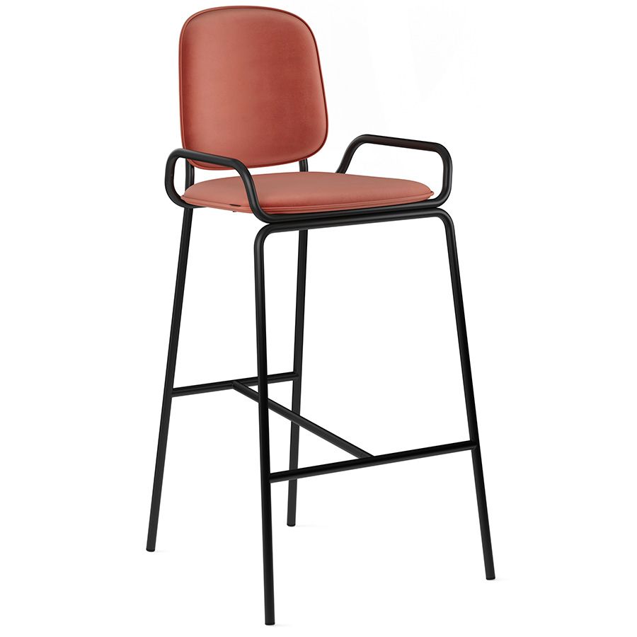 Стул барный Рор, 2 frame, велюр, черный/темно-красный | Replace