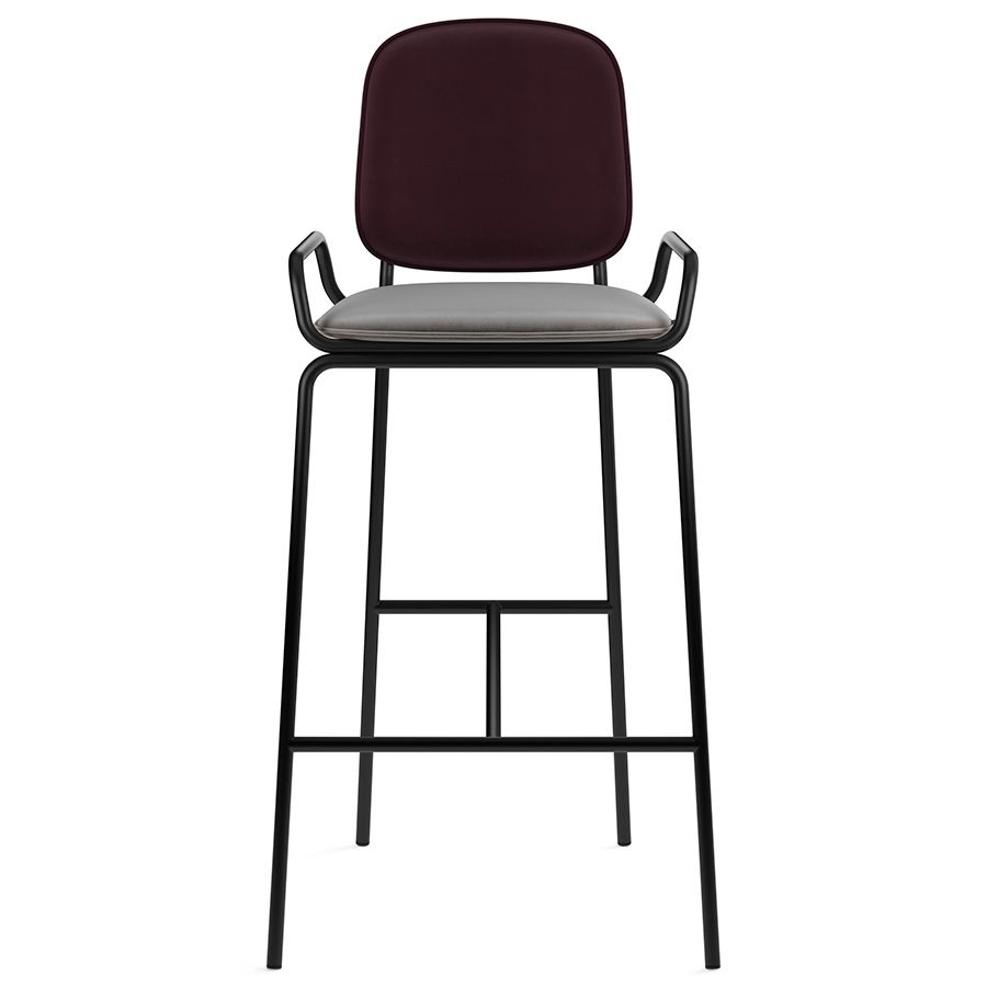 Стул барный Рор, 2 frame, велюр, черный/пурпурный/серый | Replace