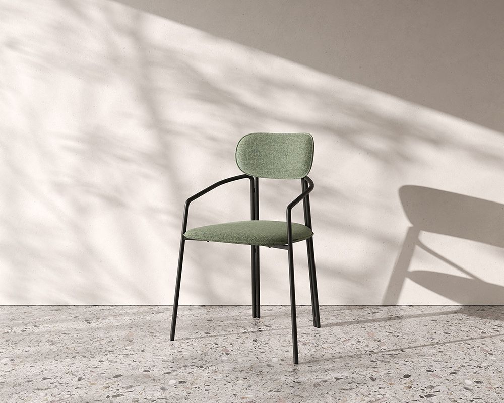 Стул Рор, round, рогожка, черный/зеленый | Replace