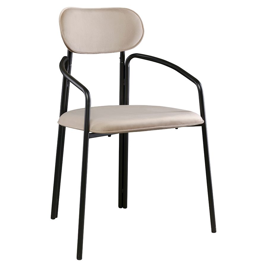 Стул Рор, round, велюр, черный/бежевый | Replace