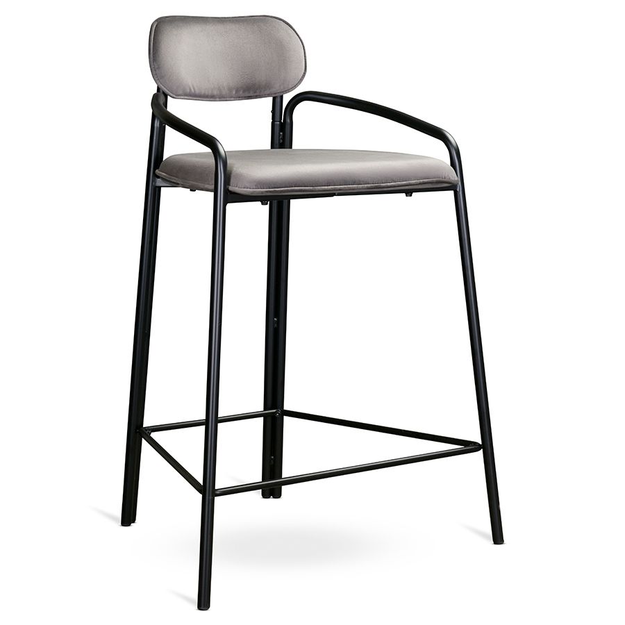 Стул полубарный Рор, round, велюр, черный/серый | Replace