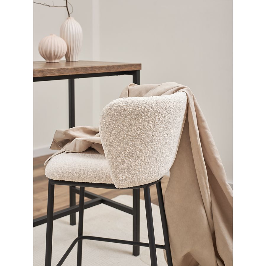 Стул барный Фогги, букле, молочный | Replace