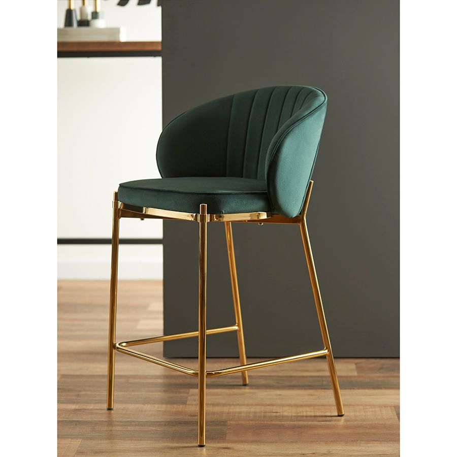 Стул полубарный Коралл, велюр, темно-зеленый | Replace