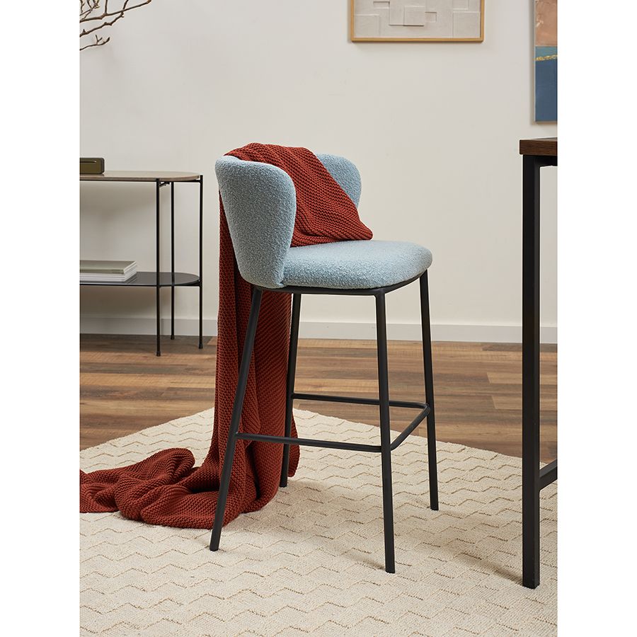 Стул барный Фогги, букле, голубая пудра | Replace