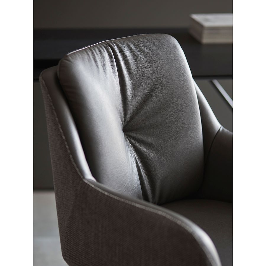 Стул на колесиках Аллар, экокожа, рогожка, серый | Replace