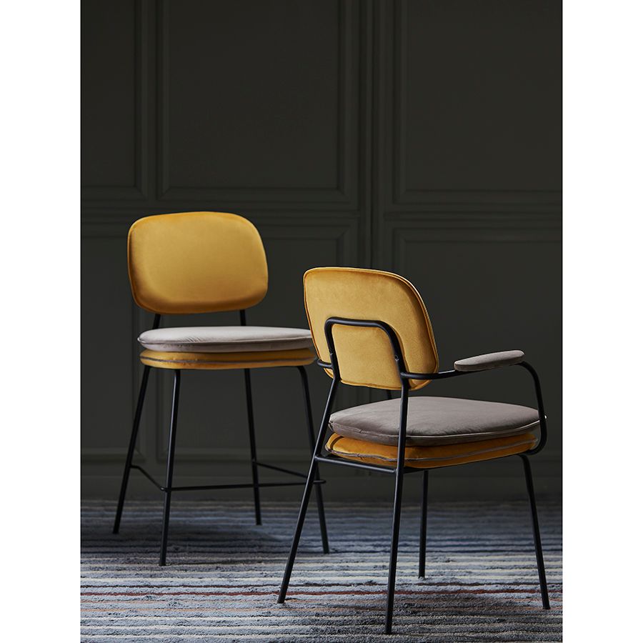 Стул полубарный Пеа, велюр, желтый/бежевый | Replace
