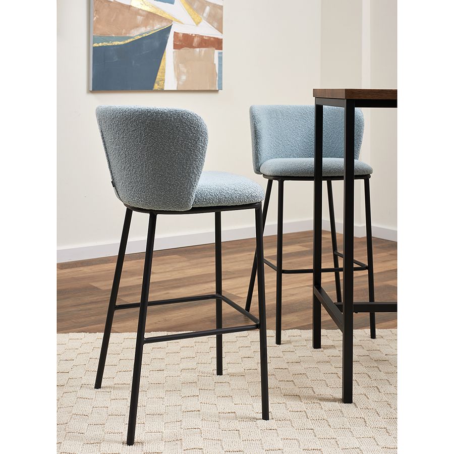 Стул барный Фогги, букле, голубая пудра | Replace