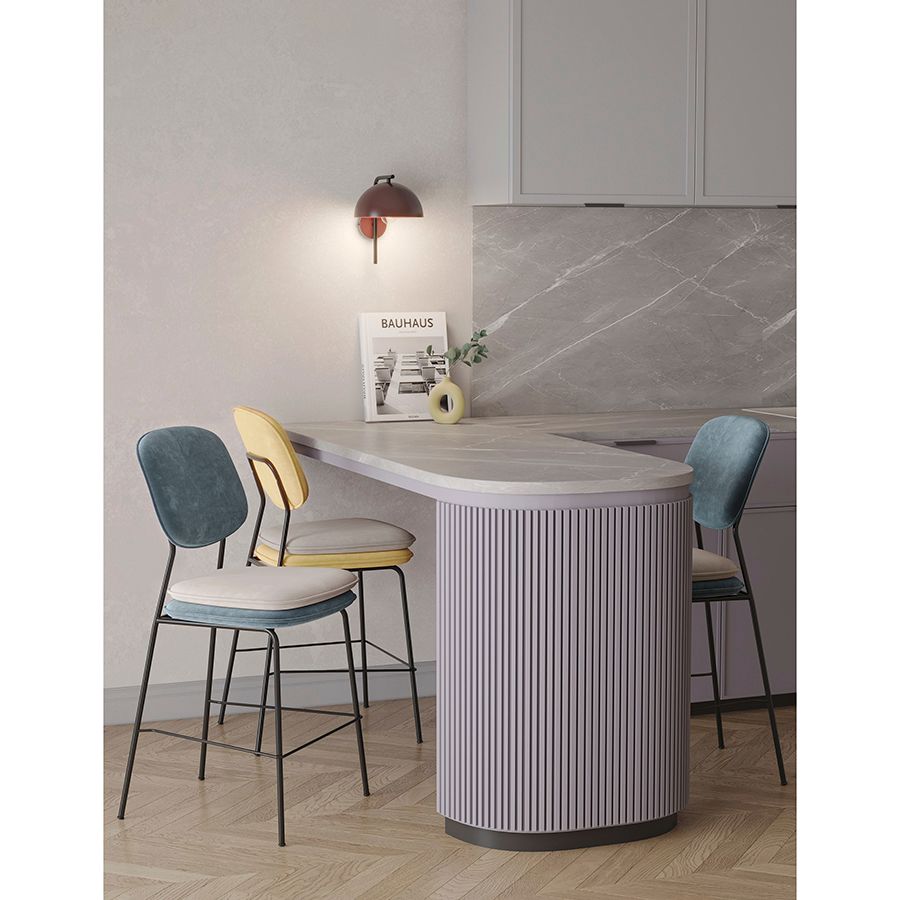 Стул полубарный Пеа, велюр, желтый/бежевый | Replace