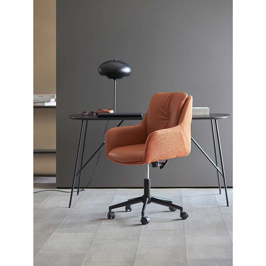 Стул на колесиках Аллар, экокожа, рогожка, коричневый | Replace