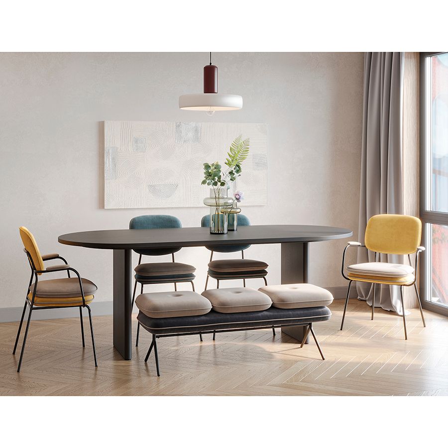 Стул с подлокотниками Пеа, велюр, желтый/бежевый | Replace