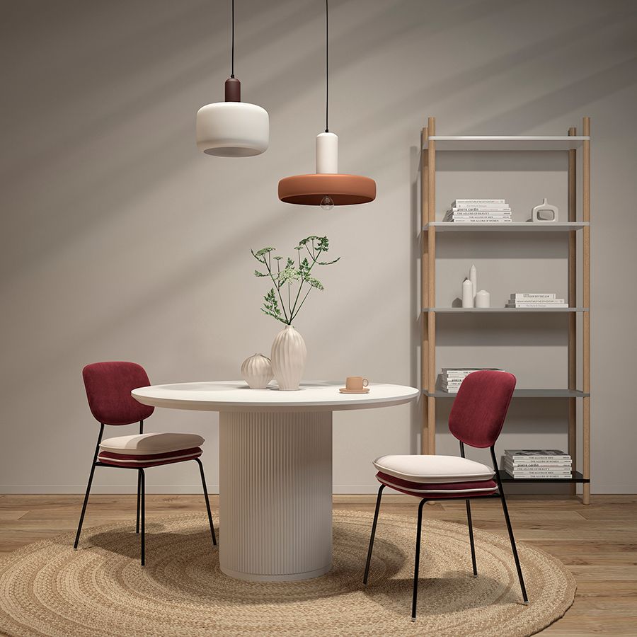 Стул с контрастным кантом Пеа, велюр, бордовый/бежевый | Replace