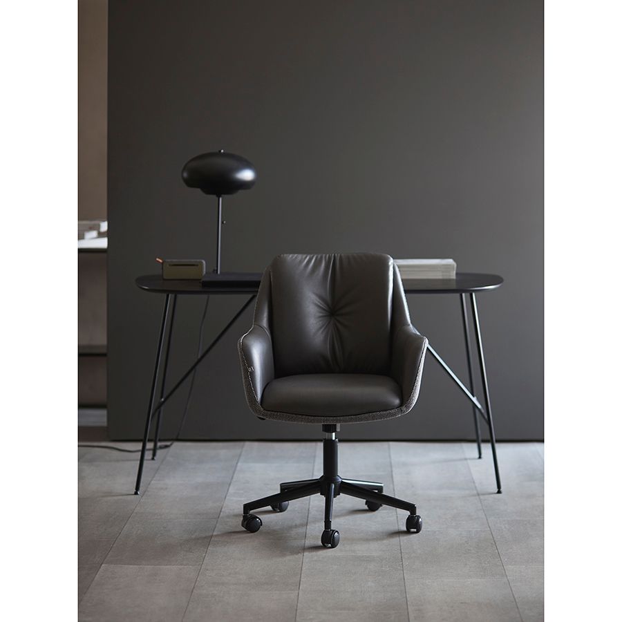 Стул на колесиках Аллар, экокожа, рогожка, серый | Replace