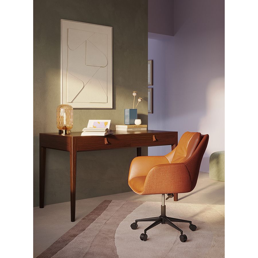 Стул на колесиках Аллар, экокожа, рогожка, коричневый | Replace