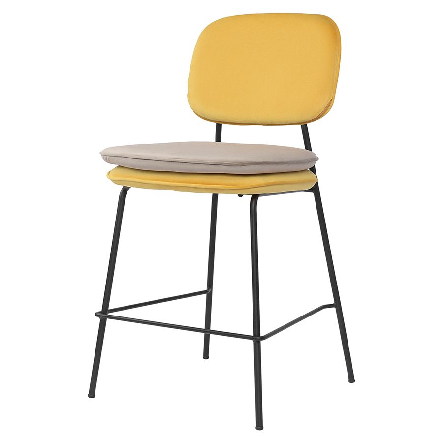 Стул полубарный Пеа, велюр, желтый/бежевый | Replace