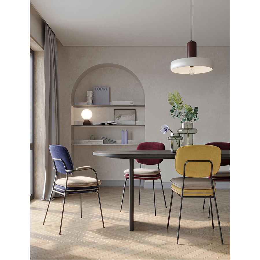 Стул с подлокотниками Пеа, велюр, темно-синий/бежевый | Replace