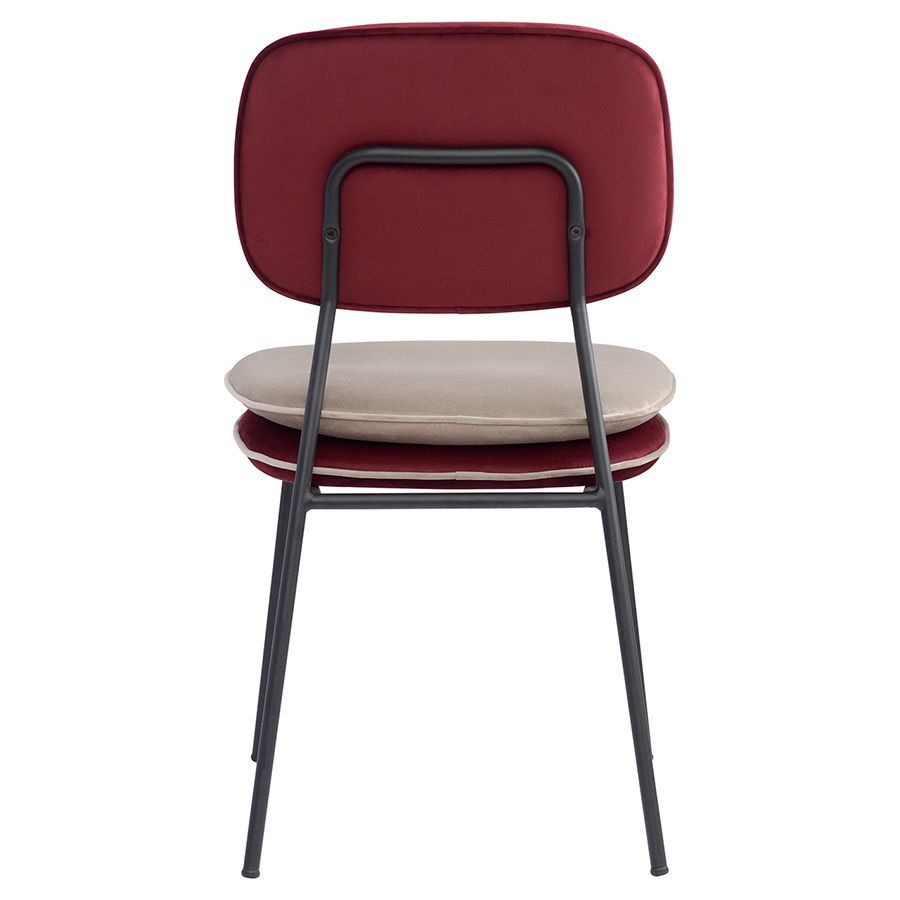Стул с контрастным кантом Пеа, велюр, бордовый/бежевый | Replace