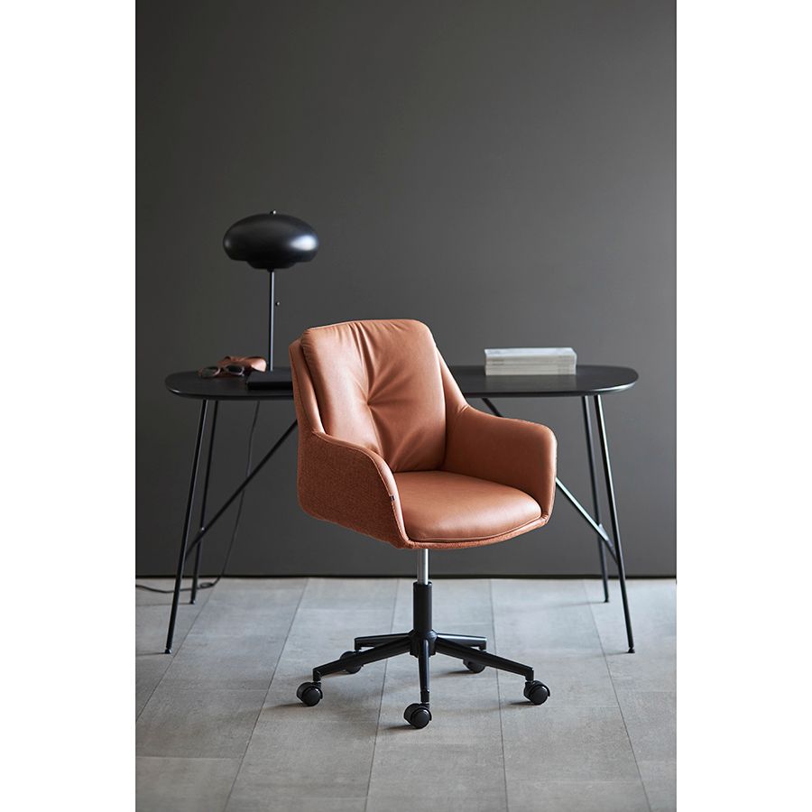 Стул на колесиках Аллар, экокожа, рогожка, коричневый | Replace