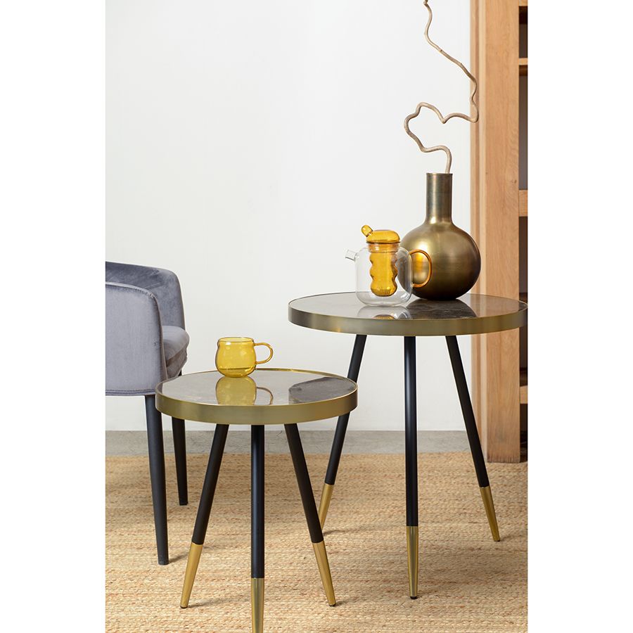Столик Хедда, D40 см, черный/матовое золото | Replace