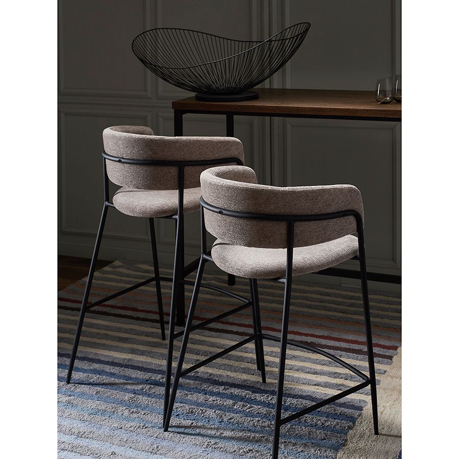 Стул барный Хелнинг, мягкий шенилл, капучино | Replace