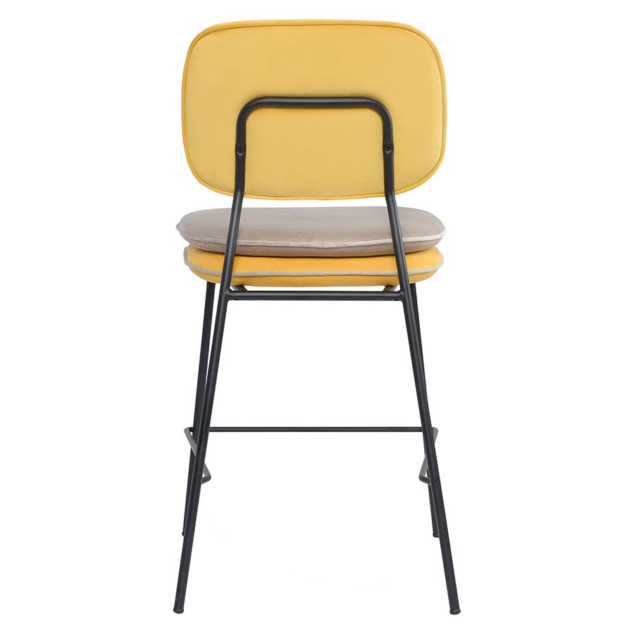 Стул полубарный с контрастным кантом Пеа, велюр, желтый/бежевый | Replace
