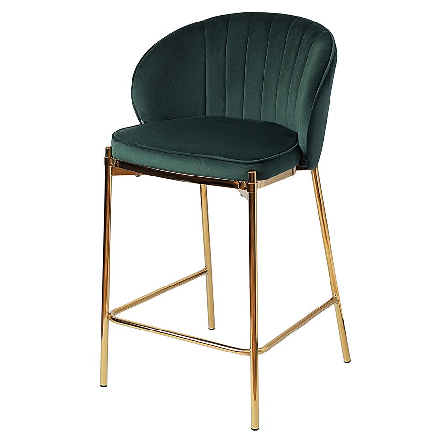 Стул полубарный Коралл, велюр, темно-зеленый | Replace