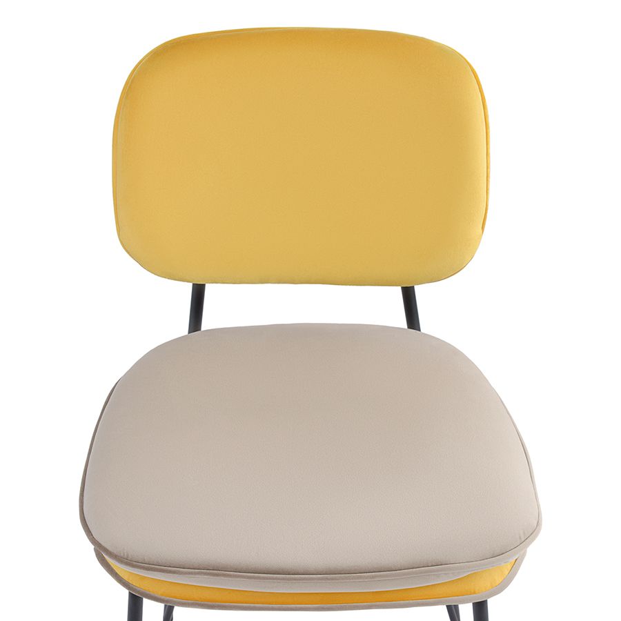 Стул полубарный с контрастным кантом Пеа, велюр, желтый/бежевый | Replace