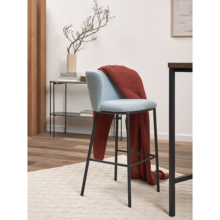 Стул барный Фогги, букле, голубая пудра | Replace