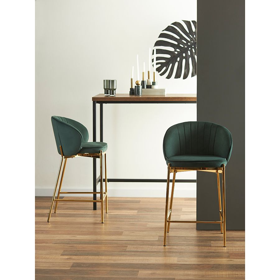 Стул полубарный Коралл, велюр, темно-зеленый | Replace